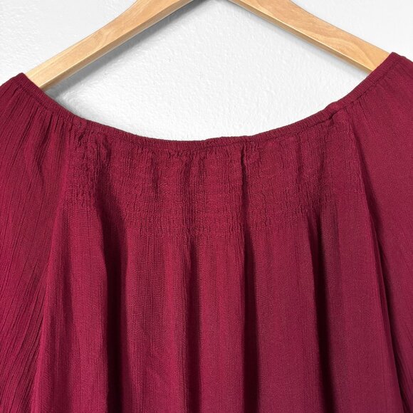 Chelsea & Violet Off-the-Shoulder Burgundy Blouse Bell Sleeve Womens XS Boho Y2K - Picture 7 of 16